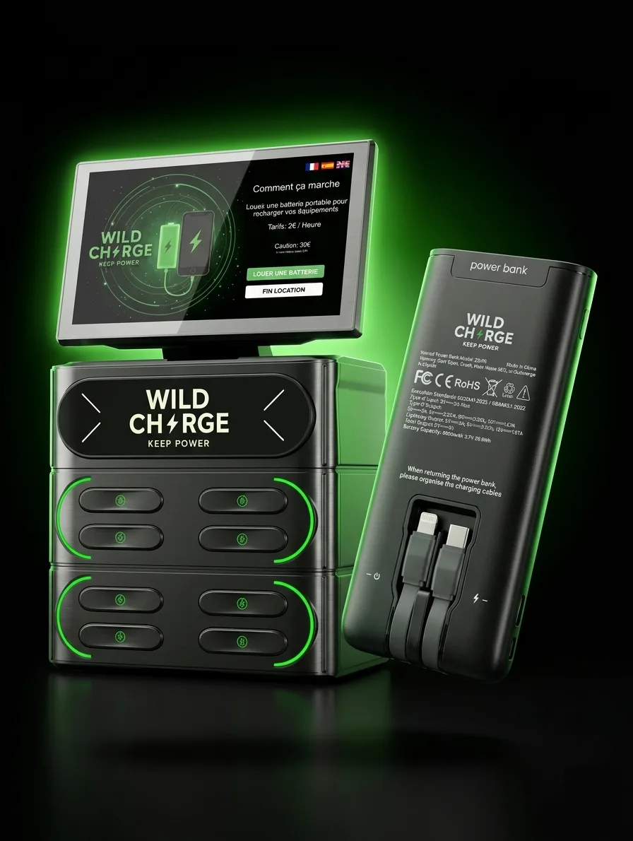 Borne de recharge de téléphone Wild Charge avec batteries externes